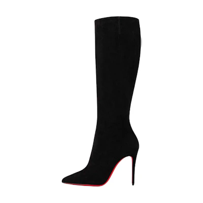 (W) Christian Louboutin CL Louboutin Velvet Leather High-Top 'Black'