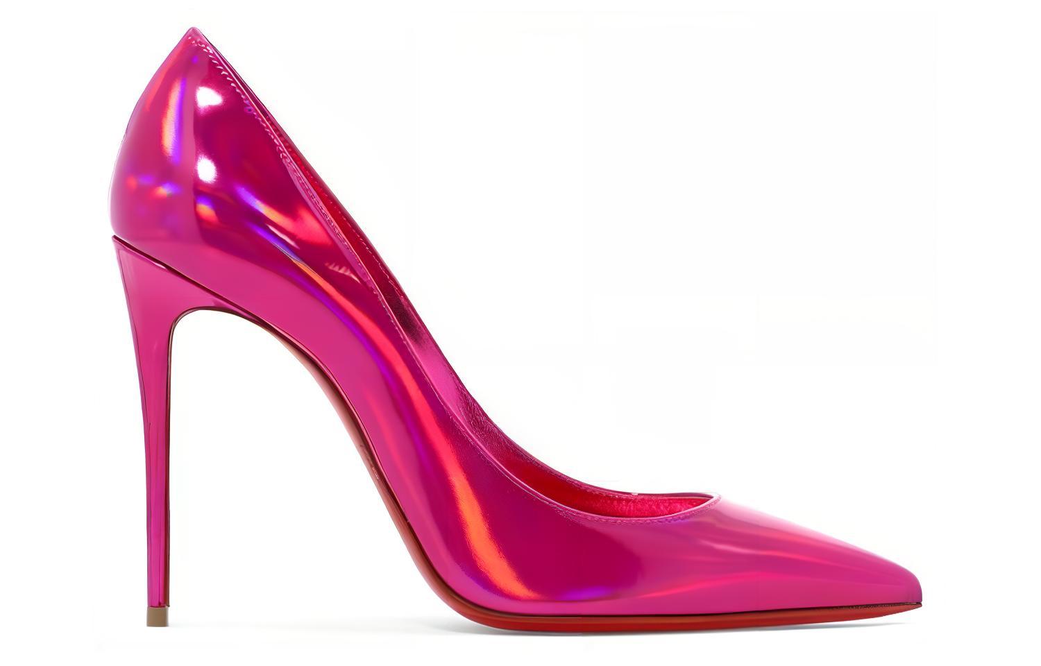 Order (W) Christian Louboutin CL Sepatu Hak Runcing Kulit Mengkilap 'Ungu Merah' 3210399P708