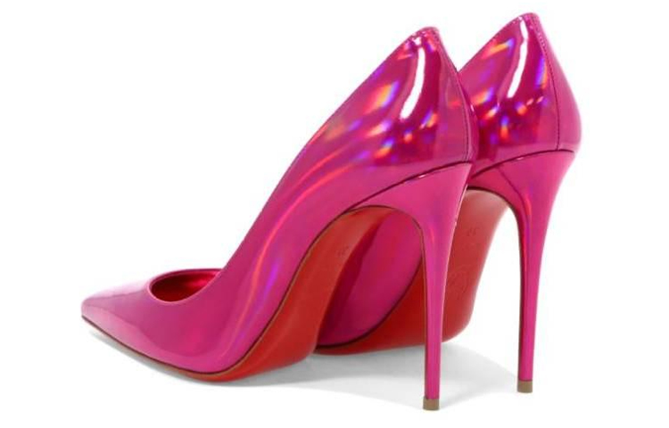 Purchase (W) Christian Louboutin CL Sepatu Hak Runcing Kulit Mengkilap 'Ungu Merah' 3210399P708