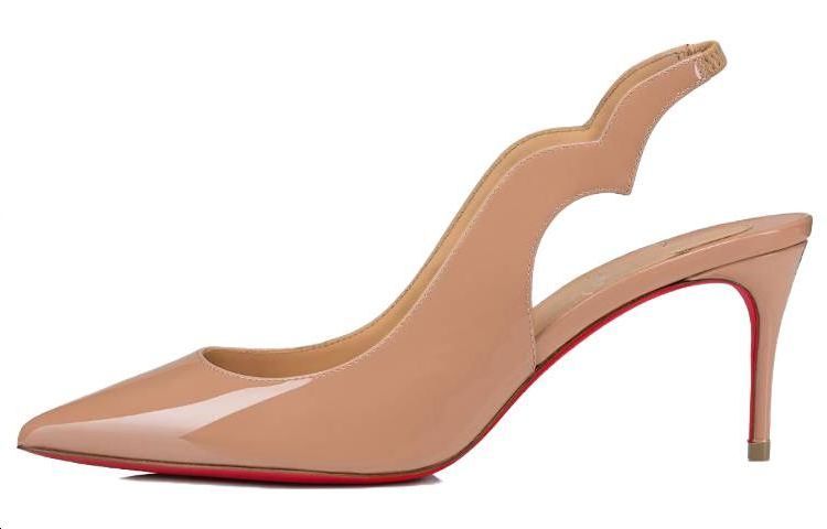 Buy CL路鉑廷 漆皮 舒適百搭 細跟 高筒鞋 7cm 女款 裸色