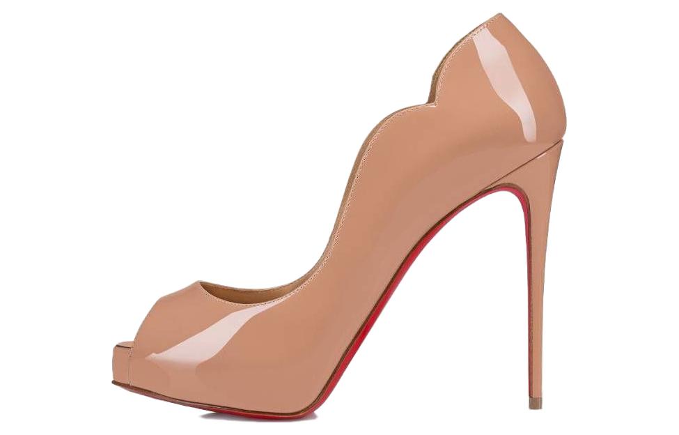 (Women) Christian Louboutin CL Patent Stiletto Heels 12cm 'Coffee' 'Elegant Tempered Peep Toe' 3230023n295