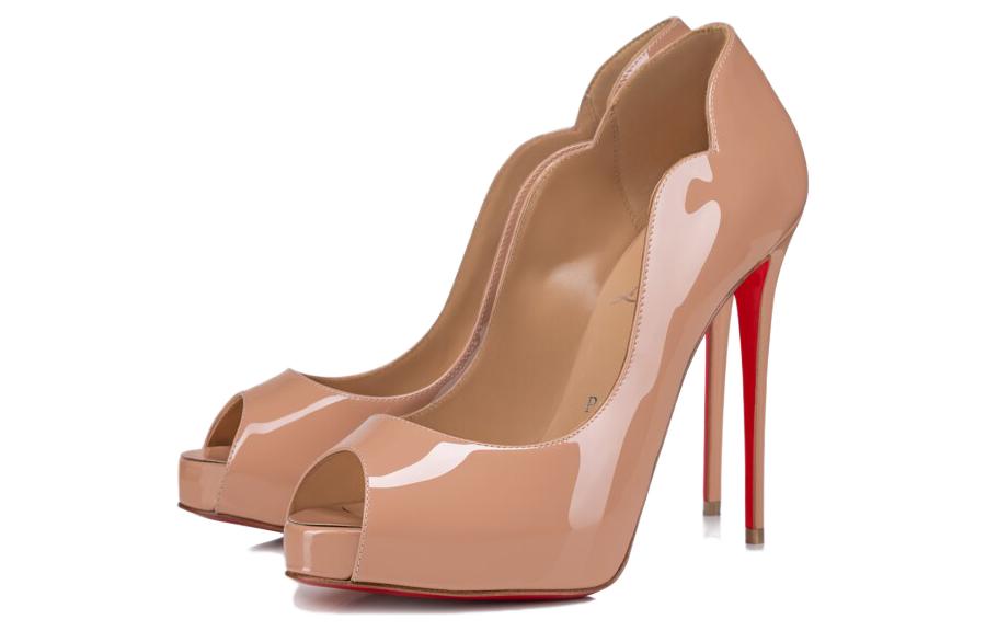 (W) Christian Louboutin CL Patent Stiletto Heels 12cm 'Coffee' 'Elegant Tempered Peep Toe' 圖 2