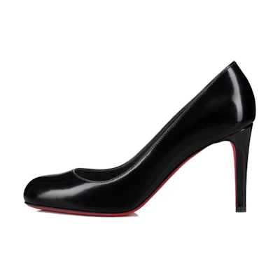(W) Christian Louboutin CL Patin Pumppie 'Black Pointed Toe Stiletto'