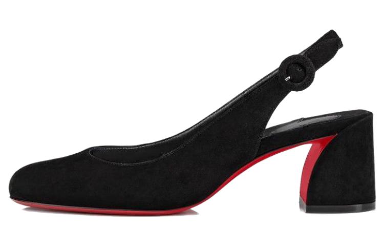 (W) Christian Louboutin CL Platin Leather 5.5cm Black 'CMFT Fashion Chunky Heel'