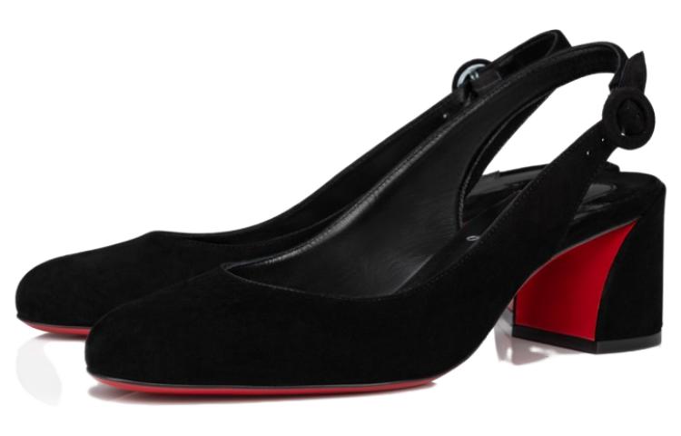 (W) Christian Louboutin CL Platin Leather 5.5cm Black 'CMFT Fashion Chunky Heel' 圖 3