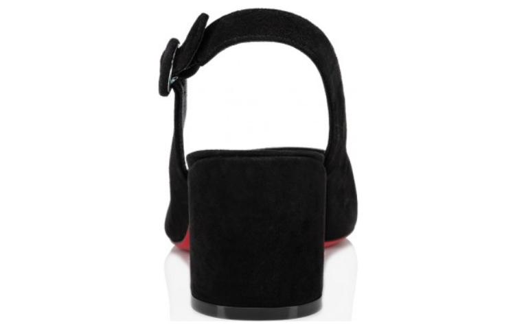 (W) Christian Louboutin CL Platin Leather 5.5cm Black 'CMFT Fashion Chunky Heel' 圖 4