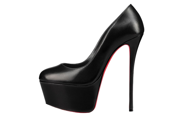 (Women) Christian Louboutin CL Platin Leather Slip-On Pointed Toe Stiletto High Heels 16cm 'Black' 3221111BK01