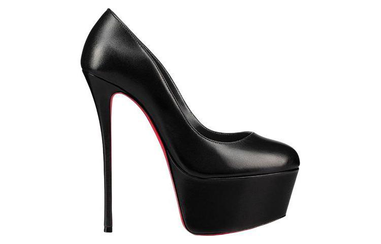 Order (W) Christian Louboutin CL Platin Leren Puntige Stiletto Hoge Hakken 16cm ''Zwart'' 3221111BK01