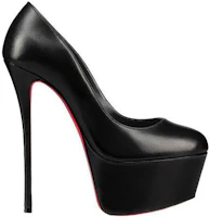 Order (W) Christian Louboutin CL Platin Kulit Slip-On Pointed Toe Stiletto Tinggi 16cm 'Hitam' 3221111BK01