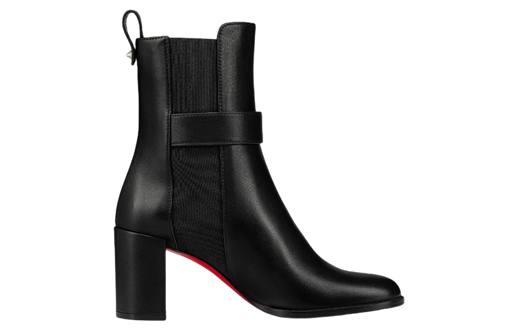 Order (W) 克里斯提安·鲁布托 黑色小牛皮粗跟切尔西短靴 3221105BK01