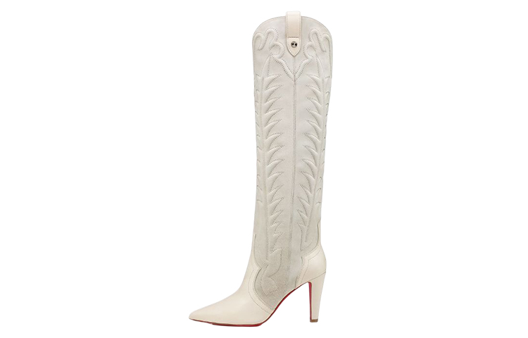 (W) Christian Louboutin CL Platine High-Top 'White Embossed Leather'