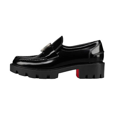 (W) Christian Louboutin CL Platine Leather 'Strass Embellished Platform' Black