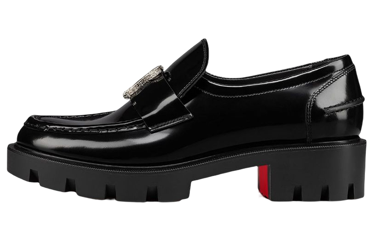 Buy (W) Christian Louboutin CL Platine Cuir ''Plateforme Strass Noir'' 1230046B439