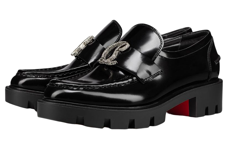 Order (W) Christian Louboutin CL Platine Cuir ''Plateforme Strass Noir'' 1230046B439