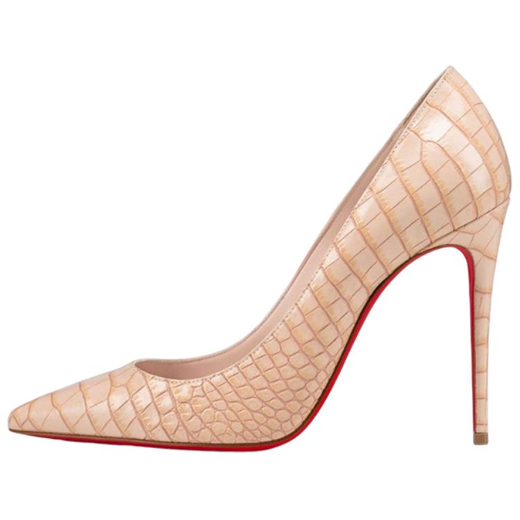 (W) Christian Louboutin CL Platine Leather Pointed Toe Stiletto 'Beige'