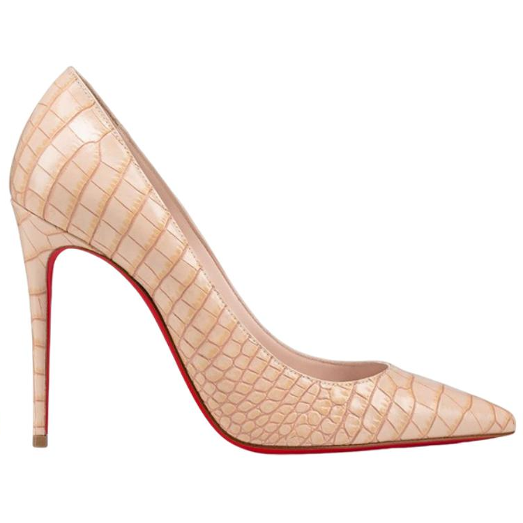 (W) Christian Louboutin CL Platine Leather Pointed Toe Stiletto 'Beige' 圖 2