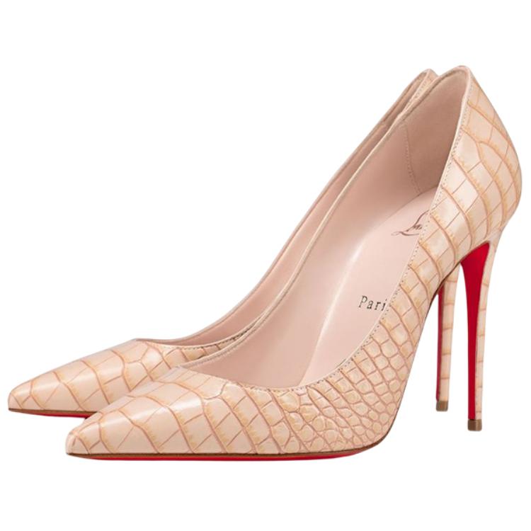 (W) Christian Louboutin CL Platine Leather Pointed Toe Stiletto 'Beige' 圖 3
