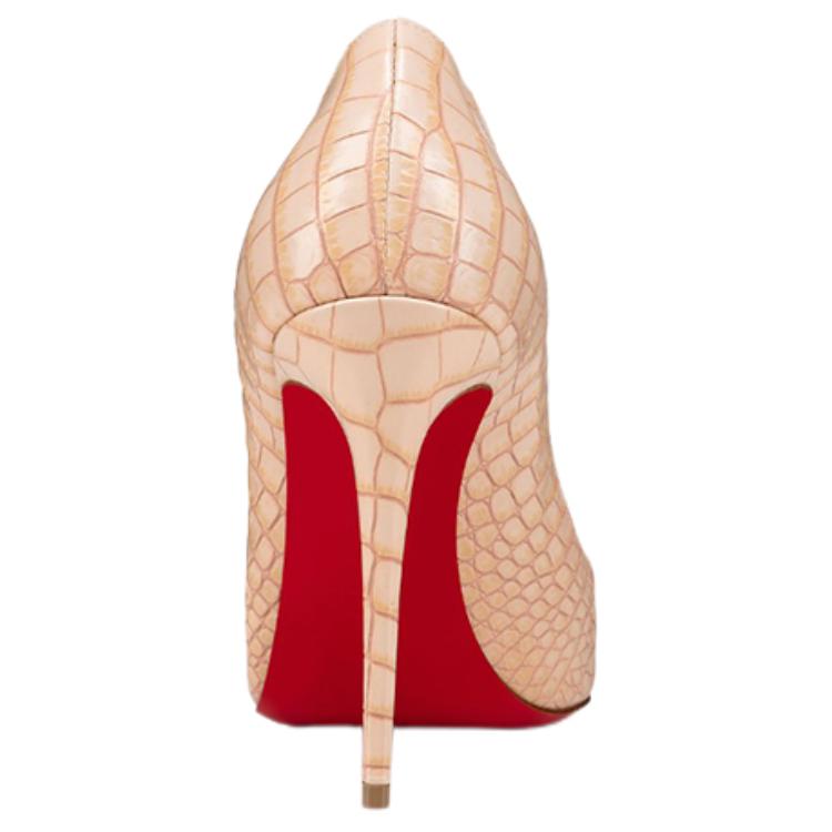 (W) Christian Louboutin CL Platine Leather Pointed Toe Stiletto 'Beige' 圖 4