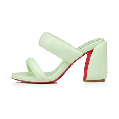 (W) Christian Louboutin CL Platine Leather Sandal 8.5cm 'Green' 'Simple Elegance'