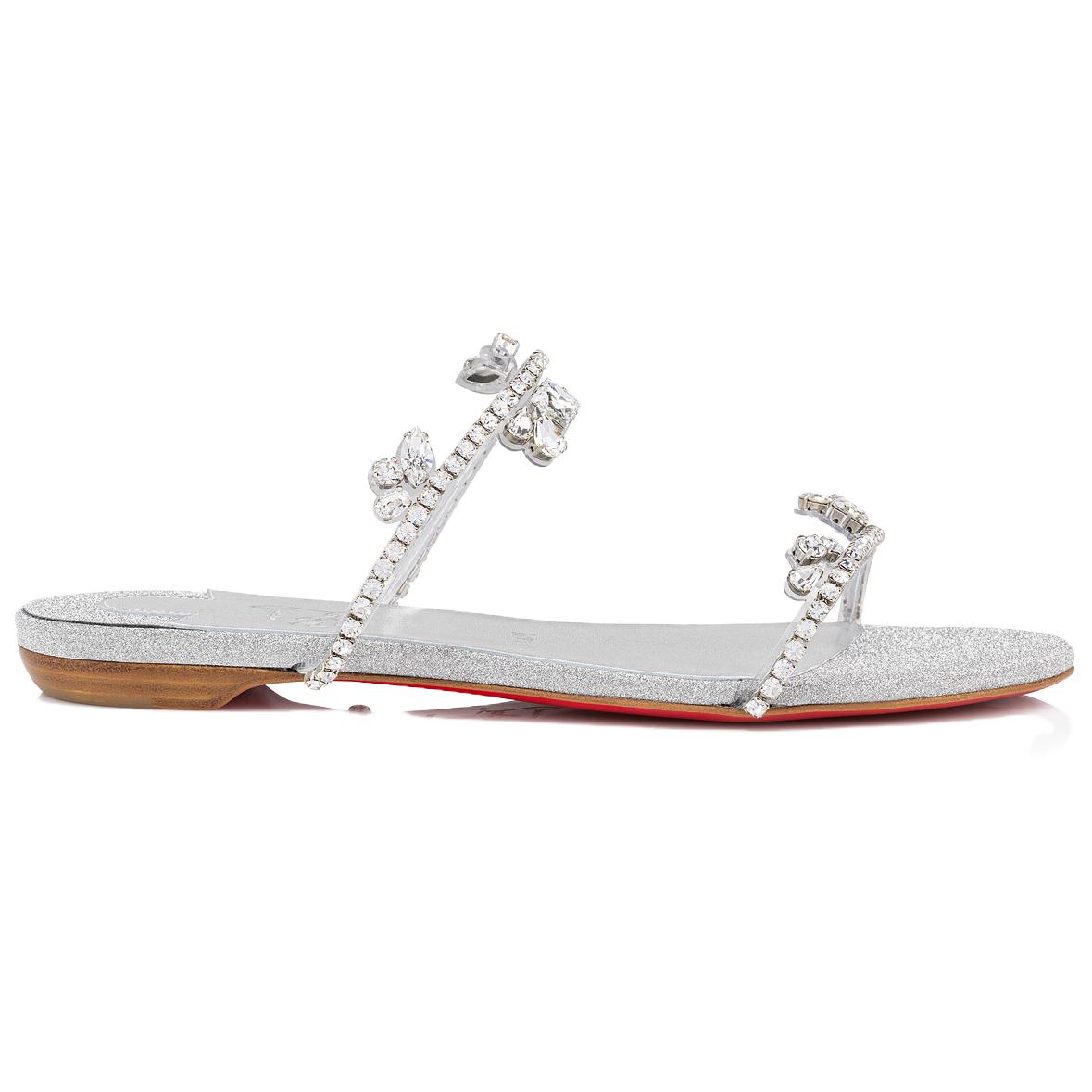 (W) Christian Louboutin CL Platine Leather Slides 'Silver' 'Elegant Sequins CMFT Flat' 圖 2