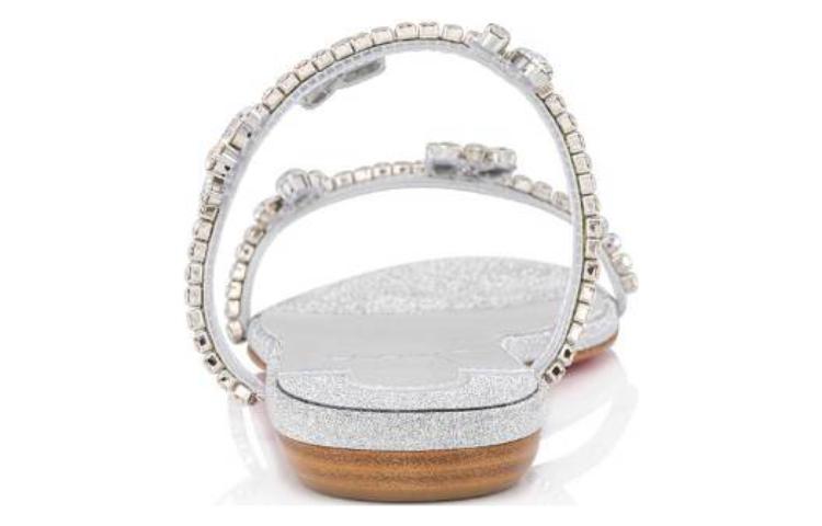 (W) Christian Louboutin CL Platine Leather Slides 'Silver' 'Elegant Sequins CMFT Flat' 圖 4