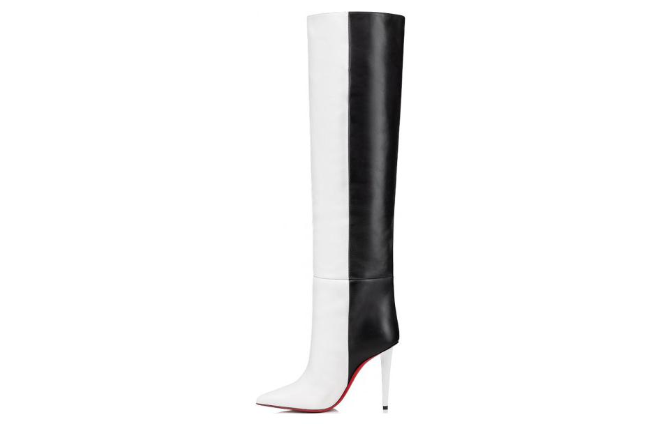 (Women) Christian Louboutin CL Platinum First Layer Cowhide High-Top Boots 'Black White' 3230820Q254