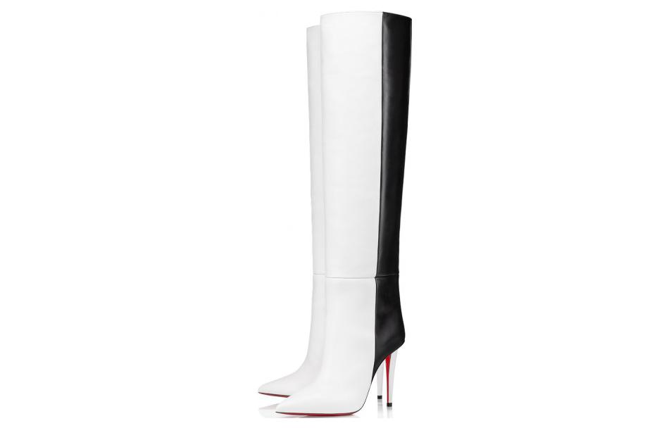 Lookbook CL路鉑廷 頭層牛皮 休閒舒適 高筒靴 10cm 女款 黑白