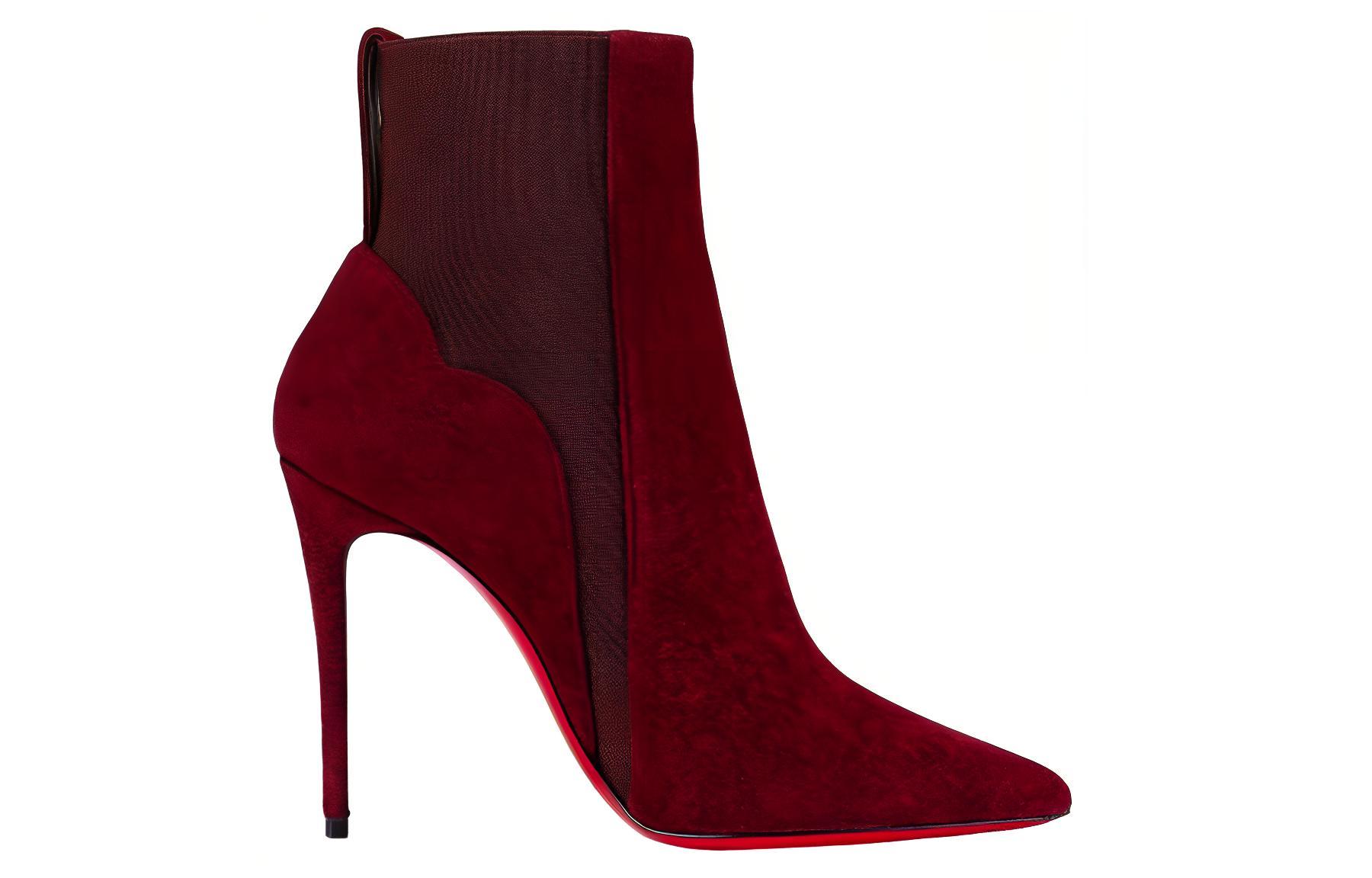 Order (W) 克里斯蒂安·鲁布托铂金绒面细高跟踝靴“红色” 1230404RD7P