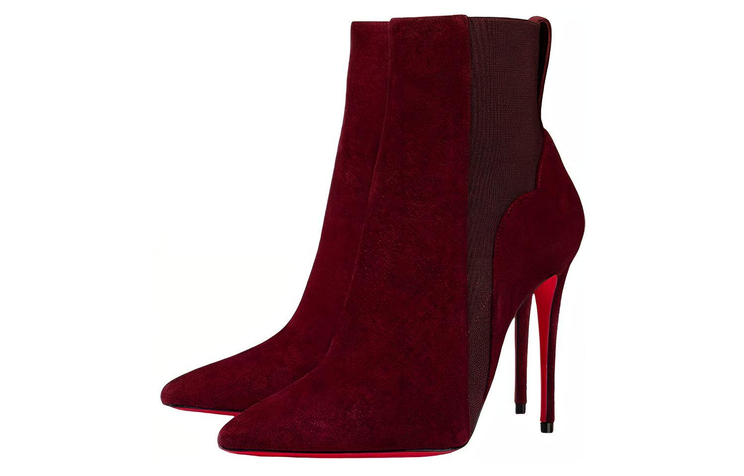 Lookbook (W) 克里斯蒂安·鲁布托铂金绒面细高跟踝靴“红色” 1230404RD7P