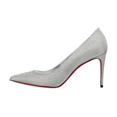 (W) Christian Louboutin CL Pointed Toe Stiletto High Heels 'Silver Leather'