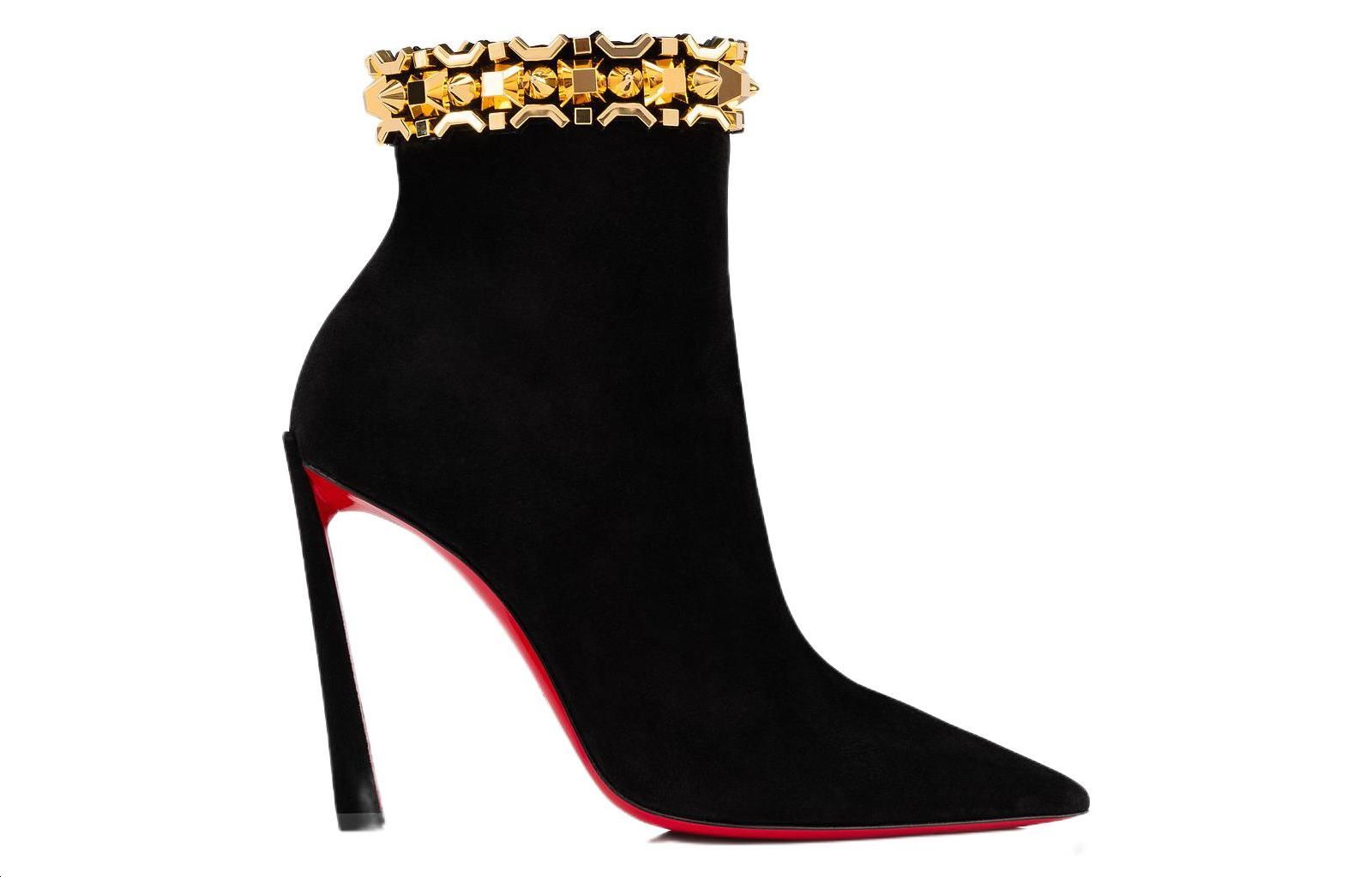 Order (W) Christian Louboutin CL But Ankle Stiletto Hujung Runcing 'Black Velvet' 1230400CM6S