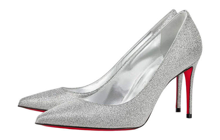 (W) Christian Louboutin CL Pointed Toe Stiletto High Heels 'Silver Leather' 圖 3