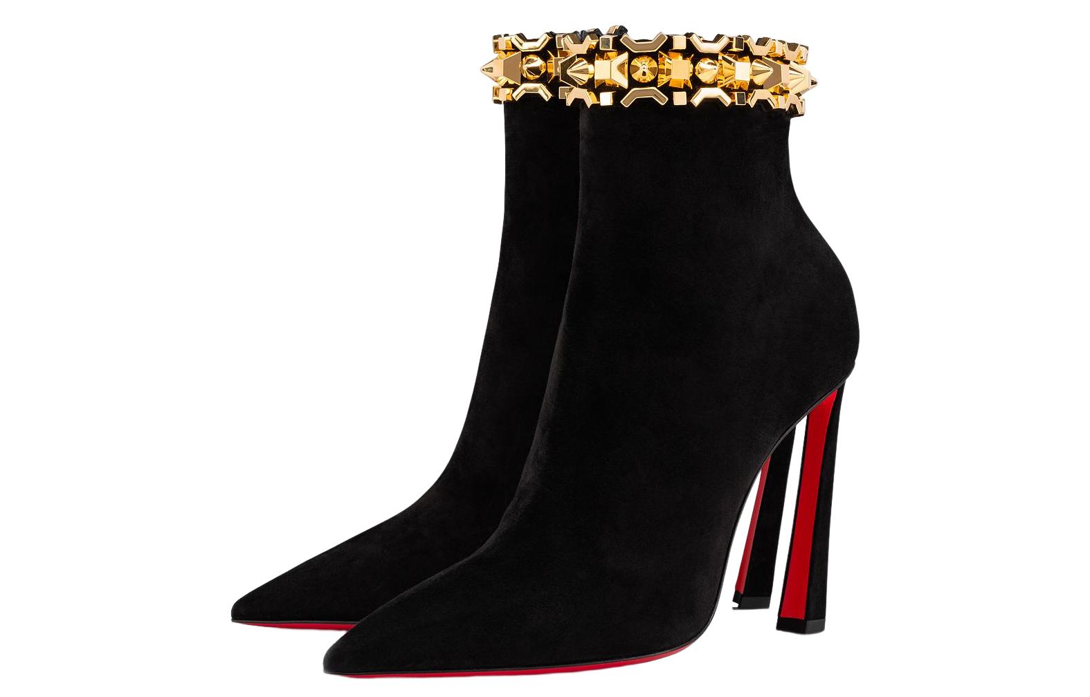 Shop (W) Christian Louboutin CL But Ankle Stiletto Hujung Runcing 'Black Velvet' 1230400CM6S