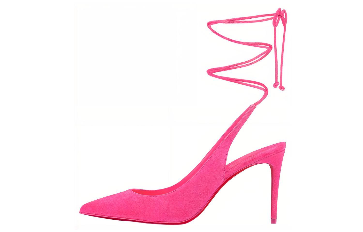 (Women) Christian Louboutin CL Pointed Toe Suede Lace-Up Stiletto 'Pink' 3220848P732