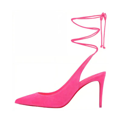 (W) Christian Louboutin CL Pointed Toe Suede Lace-Up Stiletto 'Pink'