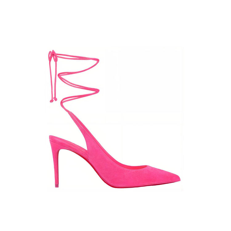 Order (Women) Christian Louboutin CL Pointed Toe Suede Lace-Up Stiletto 'Pink' 3220848P732