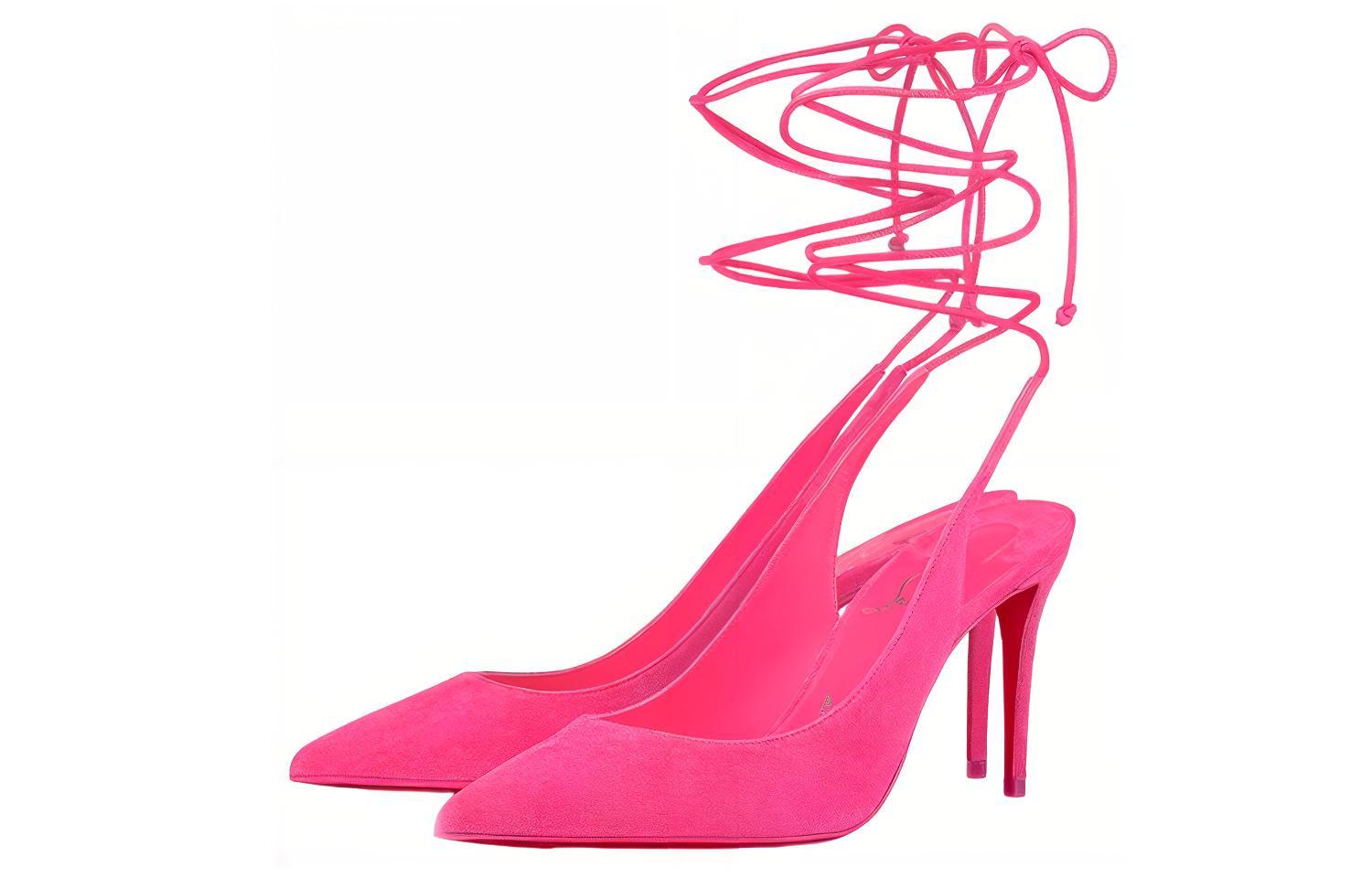 Lookbook (Women) Christian Louboutin CL Pointed Toe Suede Lace-Up Stiletto 'Pink' 3220848P732
