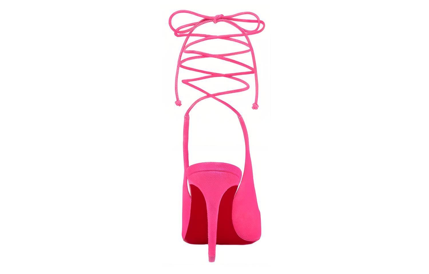 Shop (Women) Christian Louboutin CL Pointed Toe Suede Lace-Up Stiletto 'Pink' 3220848P732