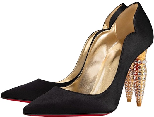 CL路鉑廷 絹緞 水鑽點綴 粗跟 高筒鞋 女款 黑色 Lookbook CL路鉑廷 絹緞 水鑽點綴 粗跟 高筒鞋 女款 黑色