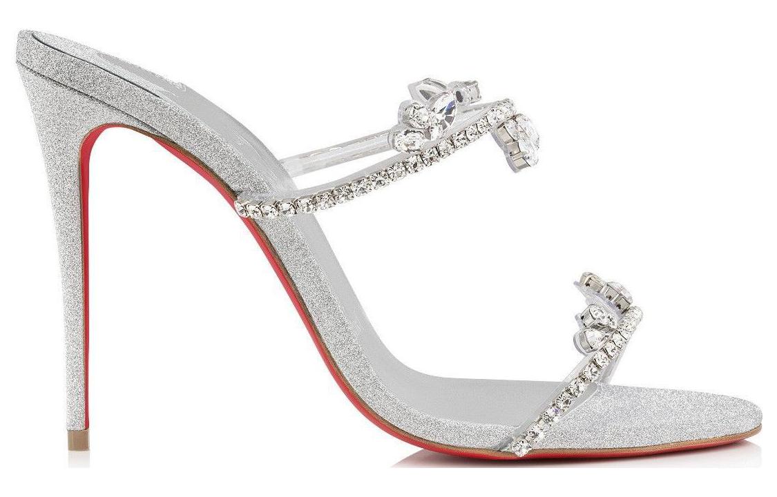 Order (W) Christian Louboutin CL Silber ''Just Queen Metallic Leder Open-Toe Sandale'' 1231152S265