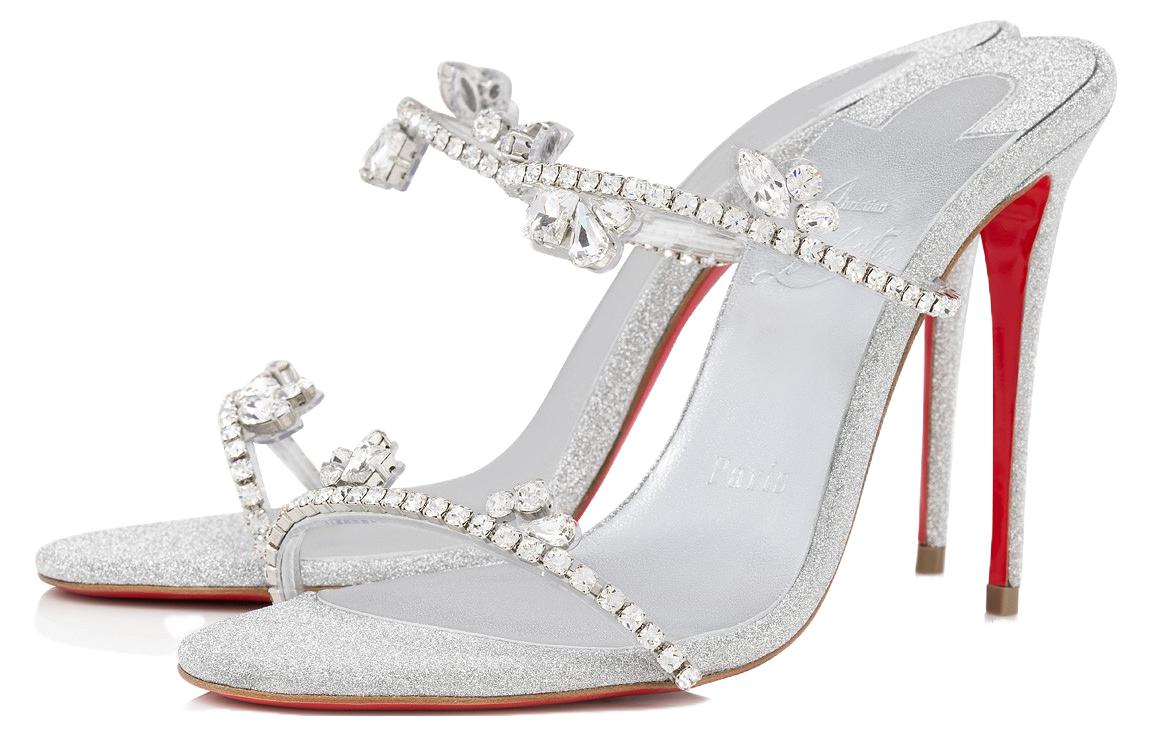 Lookbook (W) Christian Louboutin CL Silber ''Just Queen Metallic Leder Open-Toe Sandale'' 1231152S265