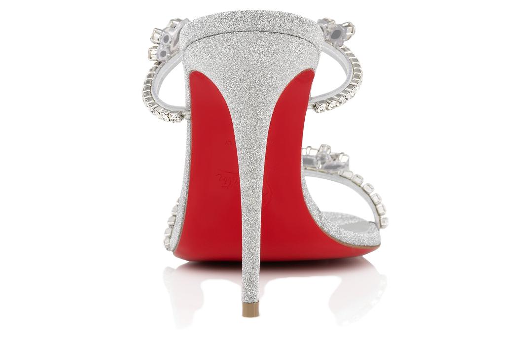 Shop (W) Christian Louboutin CL Silber ''Just Queen Metallic Leder Open-Toe Sandale'' 1231152S265