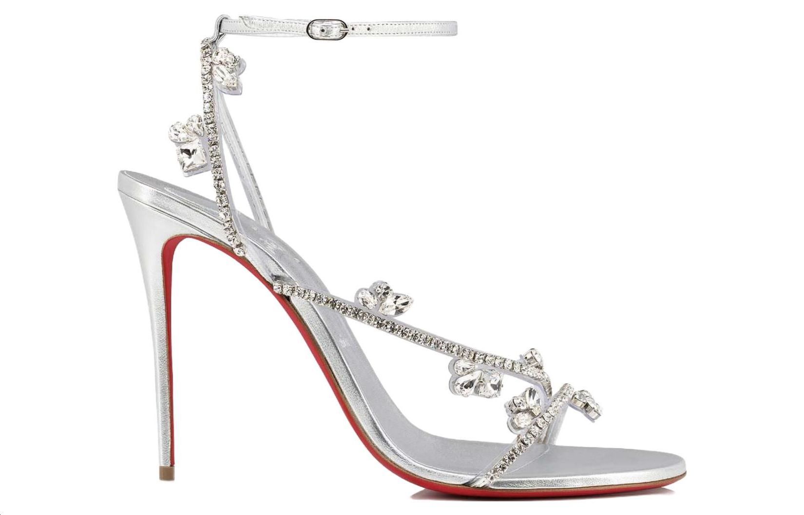 Order (W) Sandalia de Tacón Christian Louboutin CL con Hebilla y Correa Tobillera 'Plata' 3220344S211