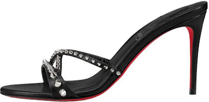 (Women) Christian Louboutin CL Tatoosh Spikes Calfskin Tattoo Slide-On Open-Toe Heels Black 3240181B439 (Women) Christian Louboutin CL Tatoosh Spikes Calfskin Tattoo Slide-On Open-Toe Heels Black 3240181B439