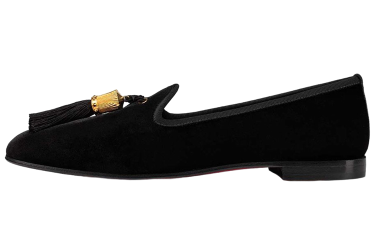 (W) Christian Louboutin CL Velvet Black 'Jewel Tassel Loafer'