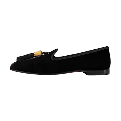 (W) Christian Louboutin CL Velvet Black 'Jewel Tassel Loafer'