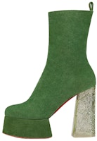 (Women) Christian Louboutin CL Velvet Boot 'Green' 'Fashion Chunky Heel' 3221151E535 (Women) Christian Louboutin CL Velvet Boot 'Green' 'Fashion Chunky Heel' 3221151E535