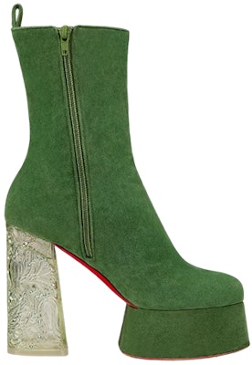 (Women) Christian Louboutin CL Velvet Boot 'Green' 'Fashion Chunky Heel' 3221151E535 Order (Women) Christian Louboutin CL Velvet Boot 'Green' 'Fashion Chunky Heel' 3221151E535
