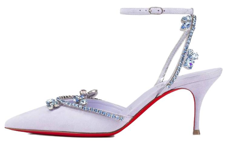 Buy (W) Christian Louboutin Tacón de Aguja Punta Fina Terciopelo Hebilla 'Morado Moda' 12309015002
