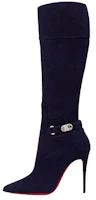 (Women) Christian Louboutin CL Velvet Pointed-Toe High Boot 'Blue' 3220836U008 (Women) Christian Louboutin CL Velvet Pointed-Toe High Boot 'Blue' 3220836U008
